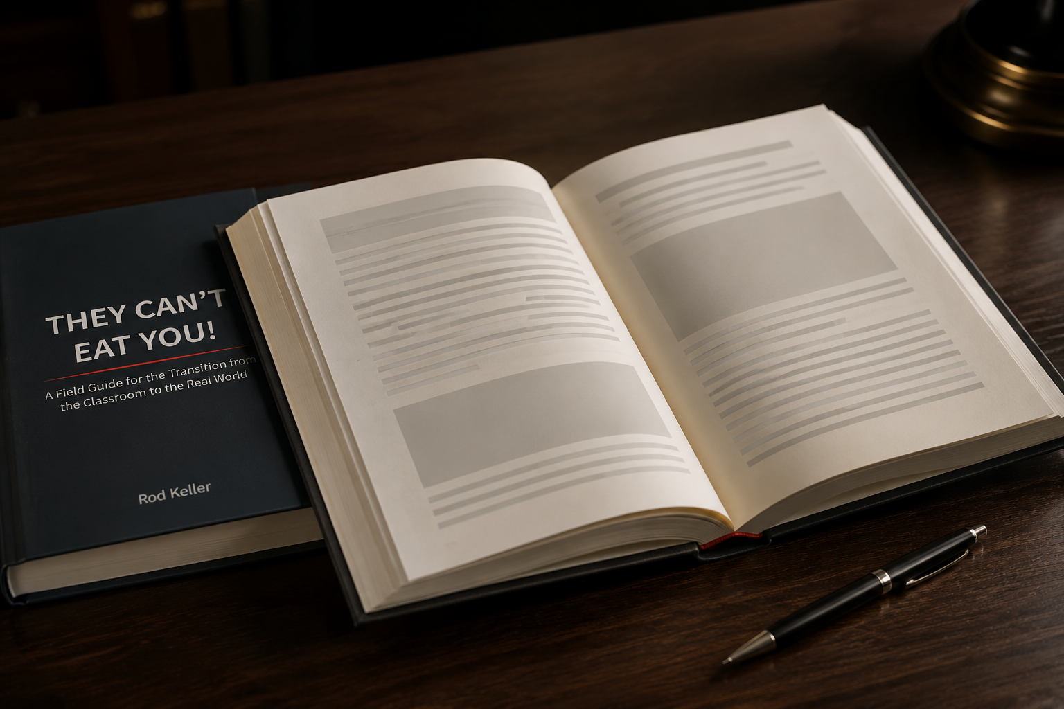 They Can't Eat You book open on an executive desk